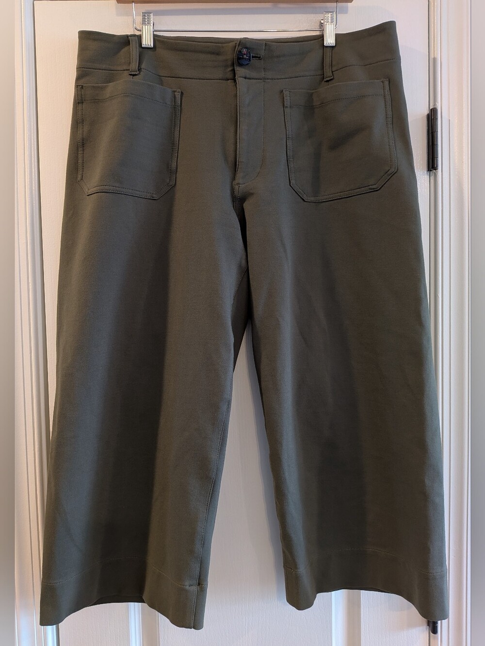 Anthropologie Maeve Colette Wide Leg Cropped Pants Olive Green Size 16 - Picture 4 of 14